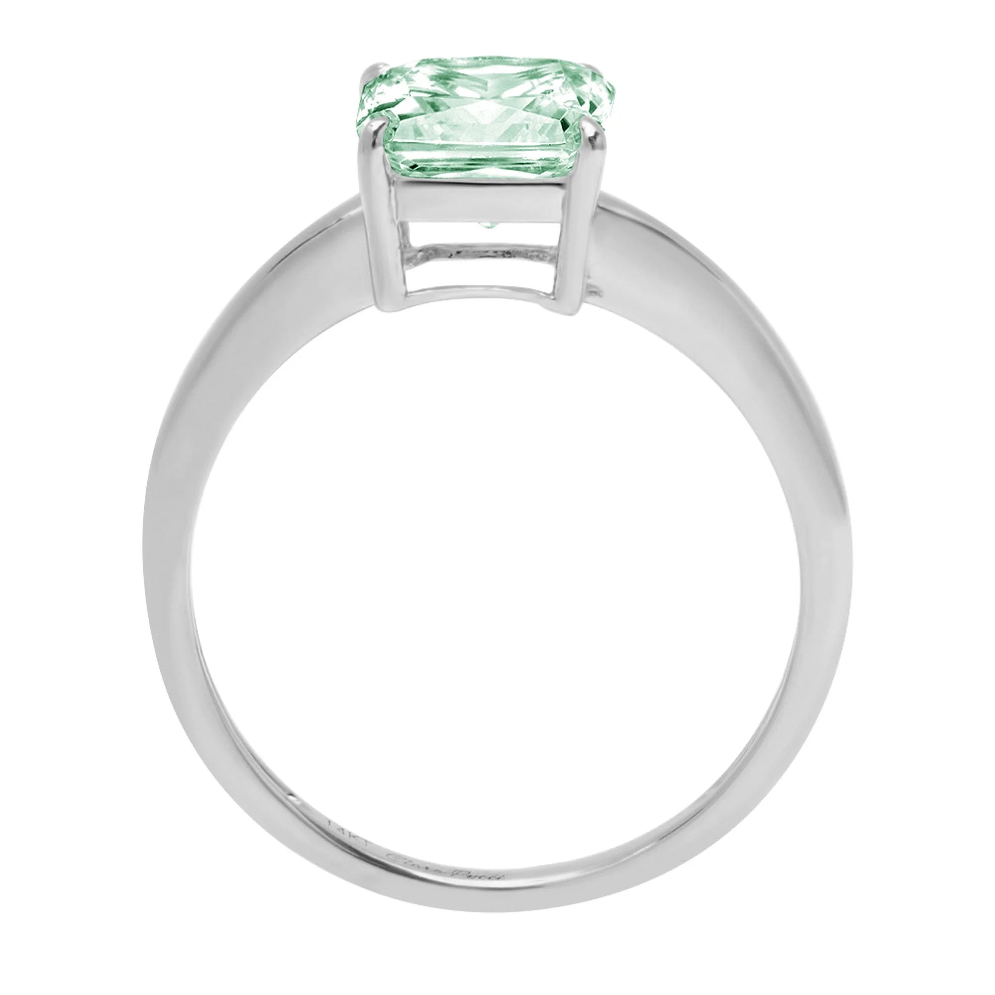 Asscher Cut Green Simulated Diamond 18k White Gold Ring Size 7.75 M66253