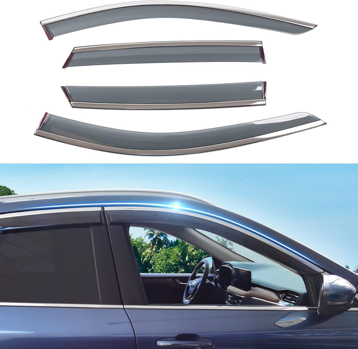 Tape-on Side Window Deflector for Ford Escape Q261792