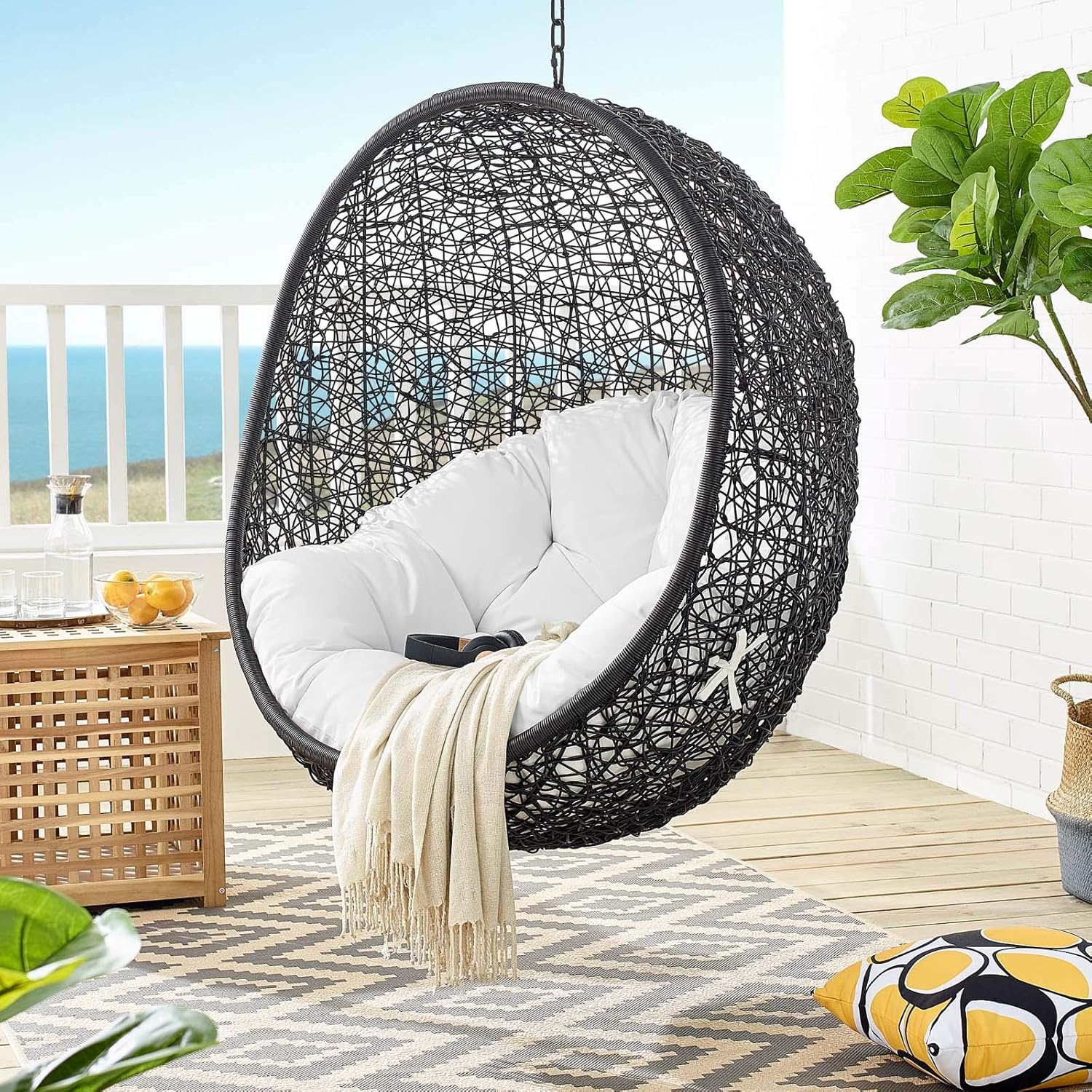 Black Turquoise Outdoor Patio Lounge Chair T360779