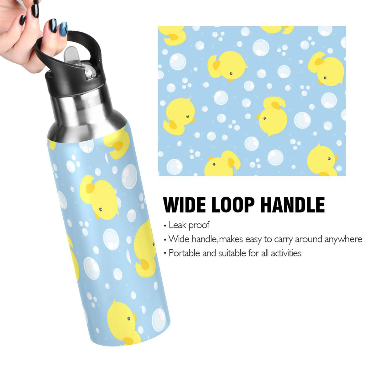 Blue Stainless Steel Insulated Water Bottle with Straw Lid P525