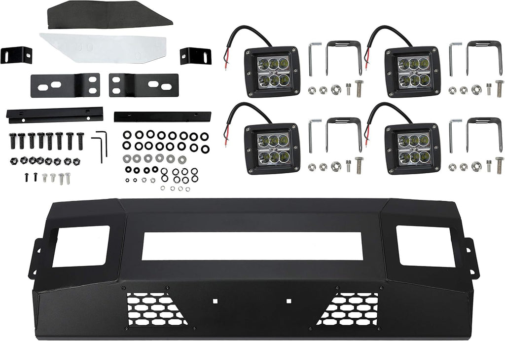 Steel Front Bumper 3 Piece with Cube Lights P491