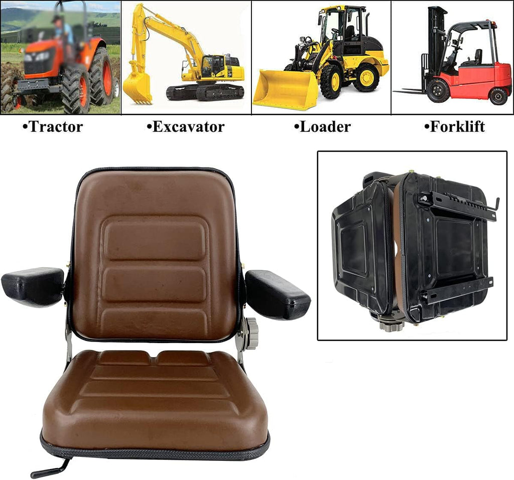 Brown PVC Forklift Seat with Adjustable Back and Armrest R960