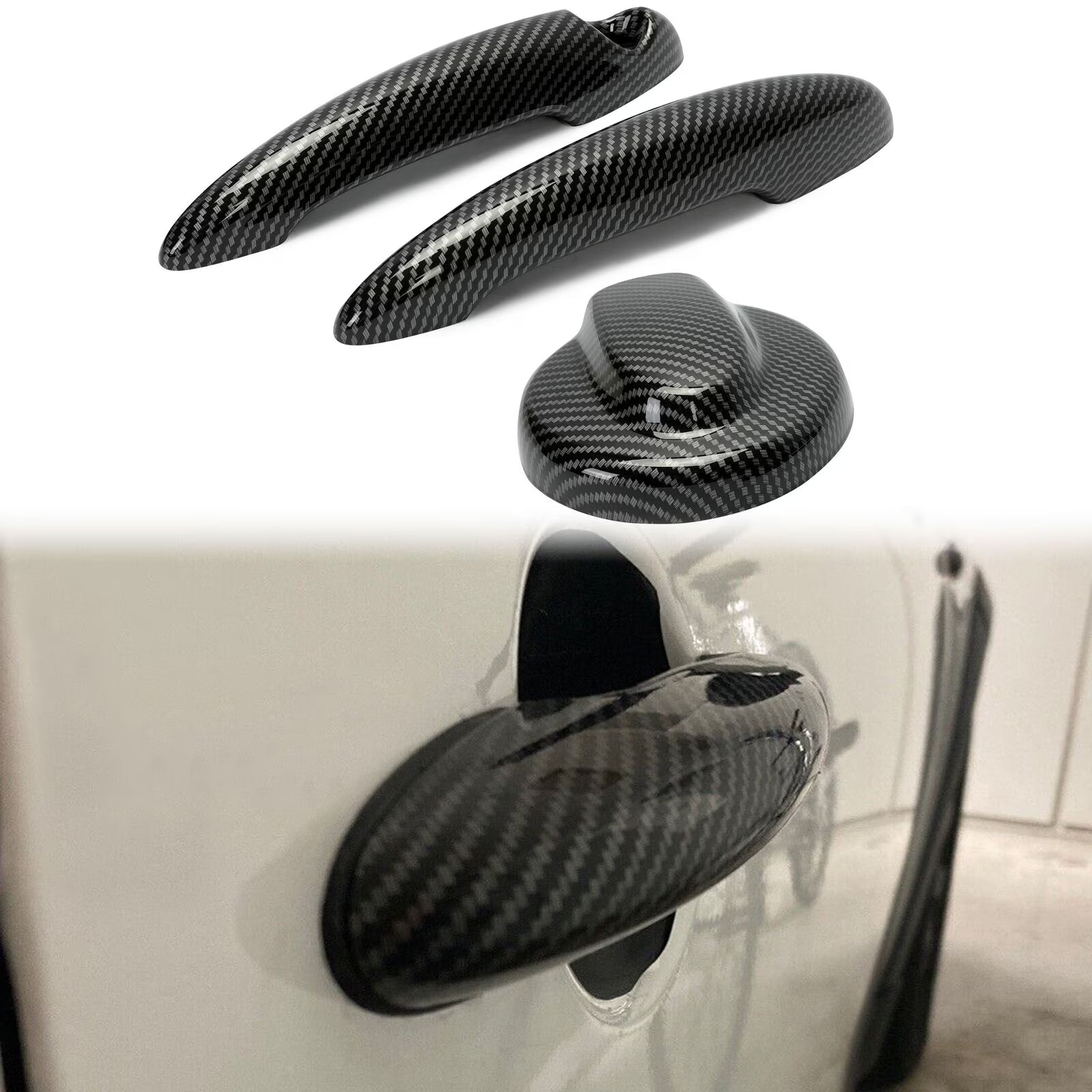 Carbon Effect Gas Tank Cap and Door Handle Covers for MINI Cooper S Q63196