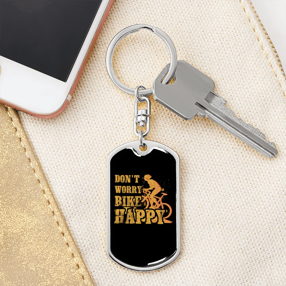 Stainless Steel or 18k Gold Swivel Dog Tag Keychain M746395