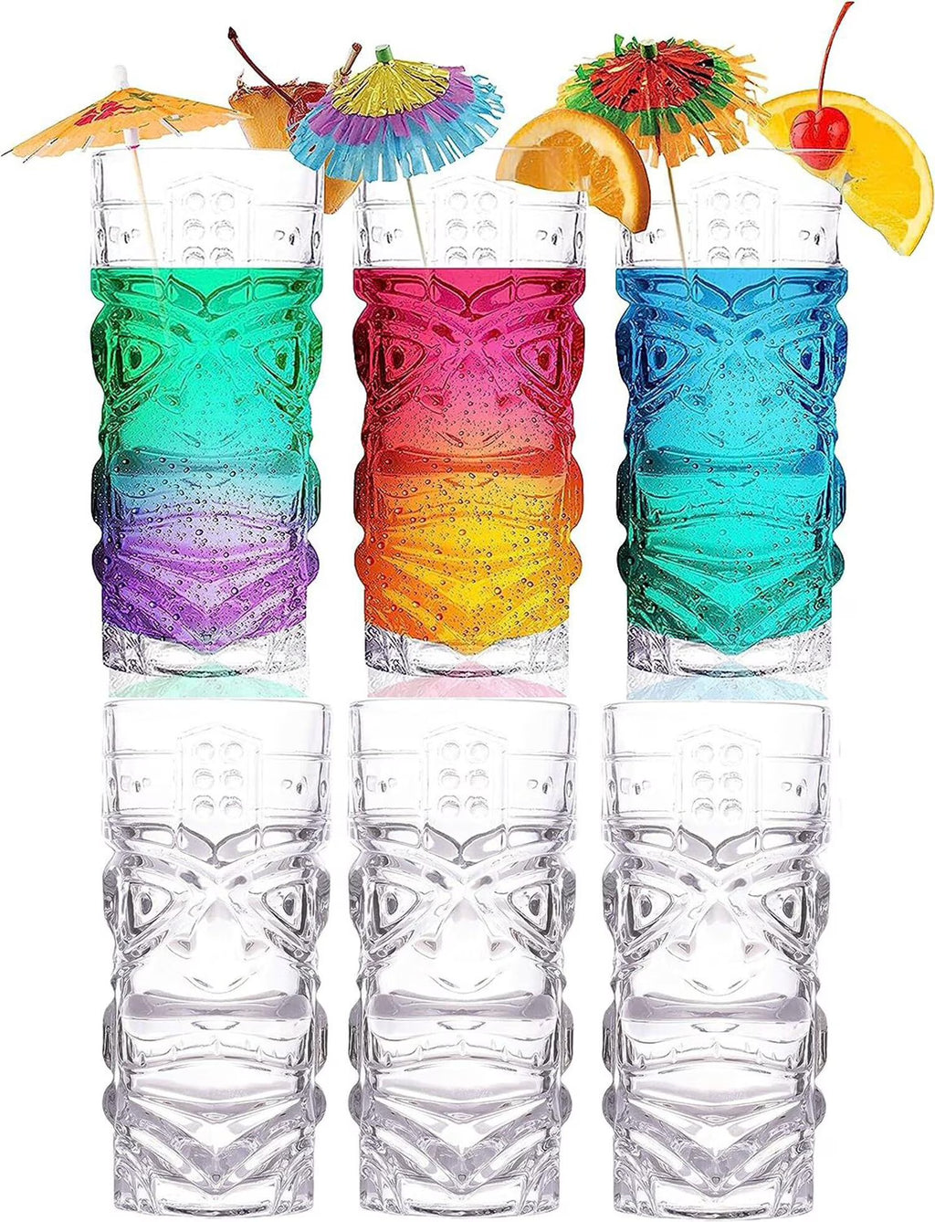 Clear Tiki Glasses, Set of 4, 450 ML D4002