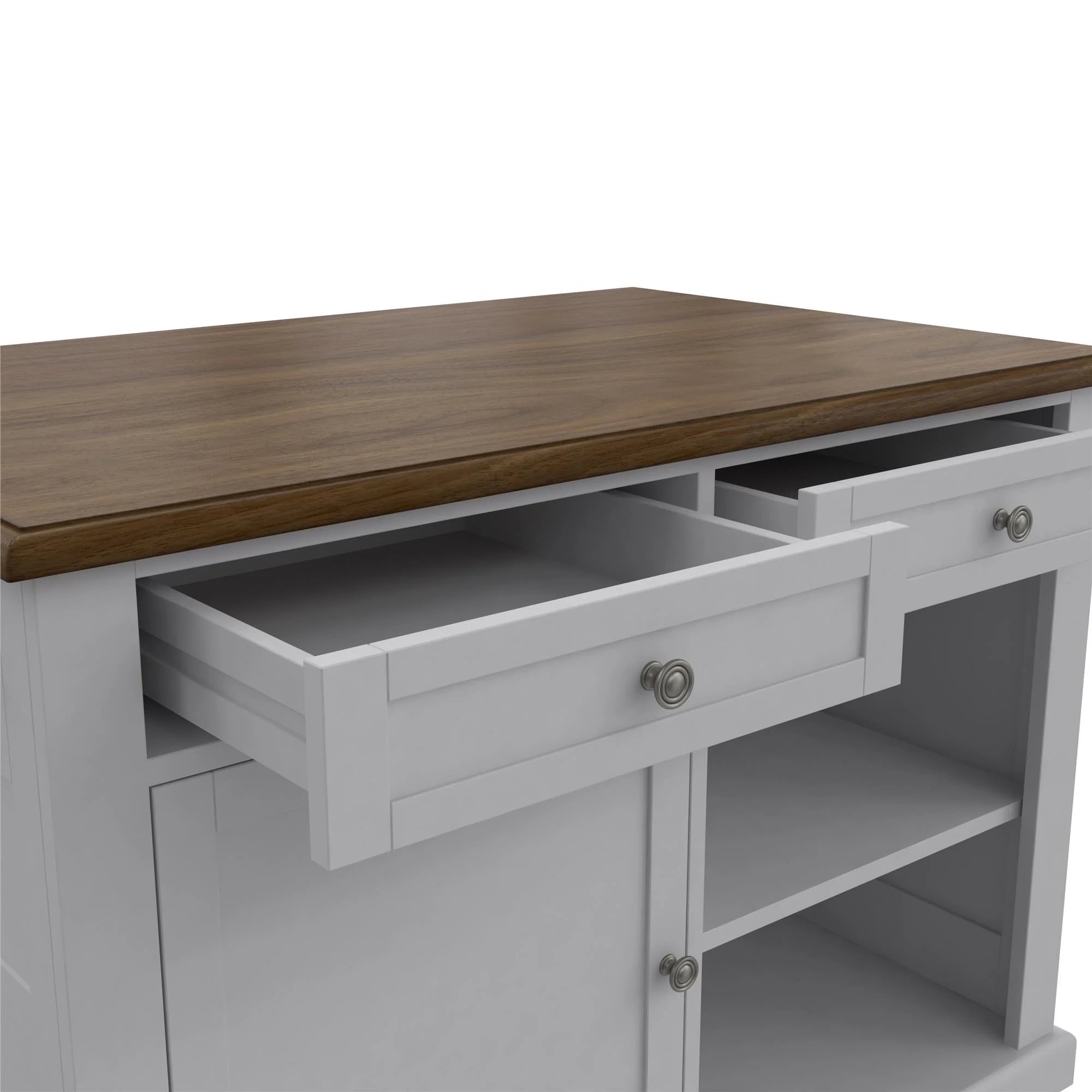 Gray Kitchen Island with 2 Stools and Drawers K844