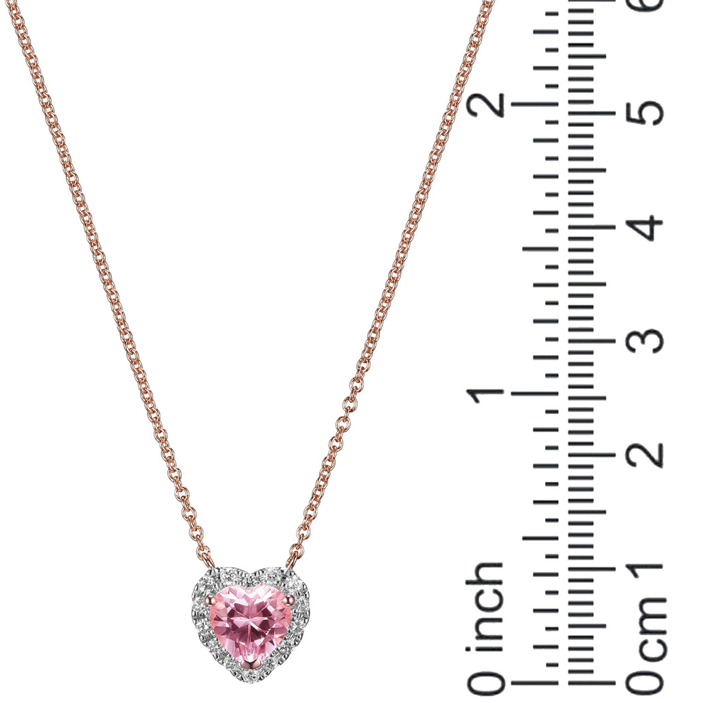 Lab Grown Diamond and Created Pink Sapphire Sterling Silver Necklace U18372