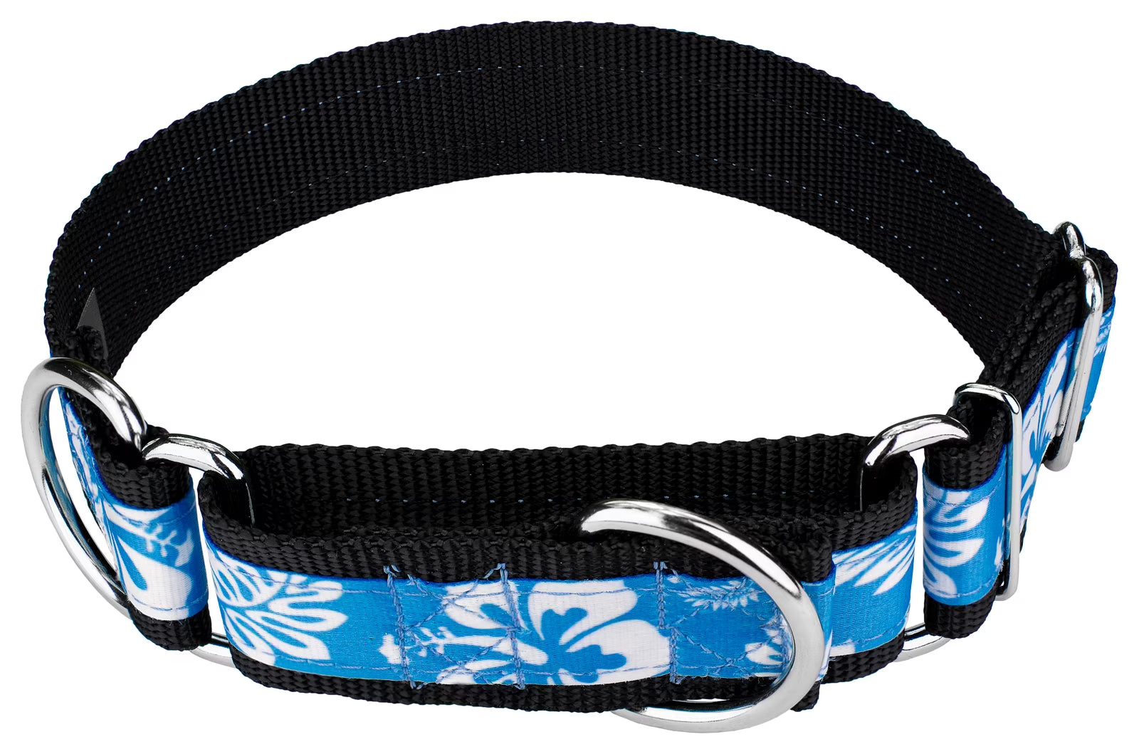 Blue Hawaiian Nylon Martingale Dog Collar, Medium J2354