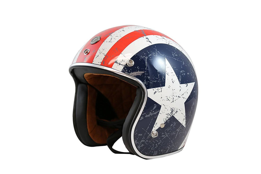 3/4 Helmet with Rebel Star Graphic (White, Medium) E5104