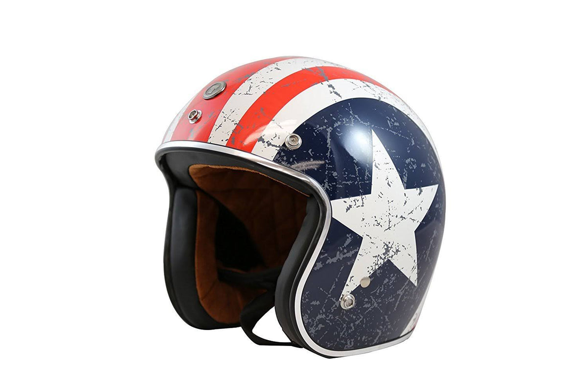 3/4 Helmet with Rebel Star Graphic (White, Medium) E5104