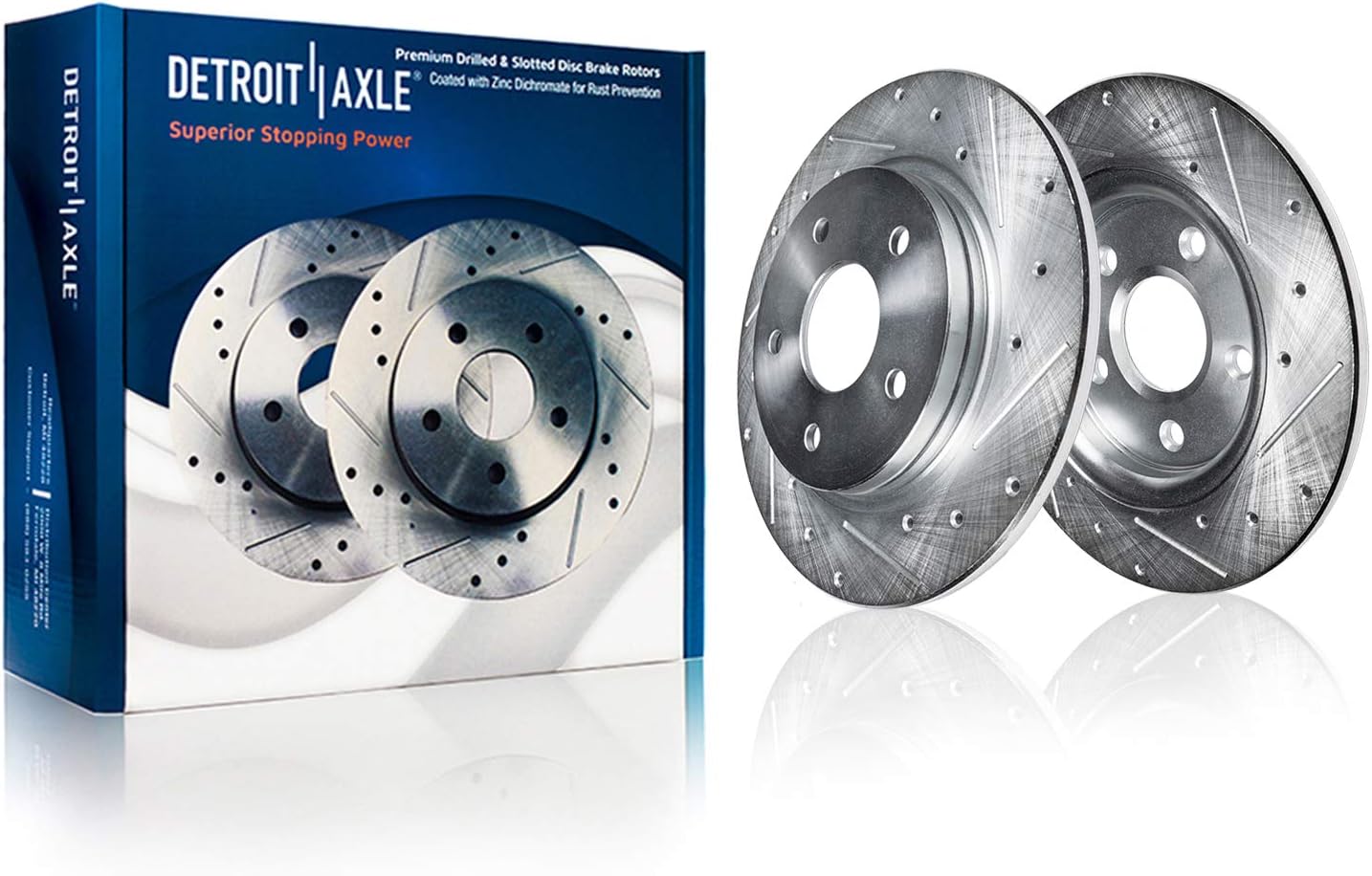 Front Rear Drilled Slotted Rotors + Brake Pads Replacement 10pc set V23462