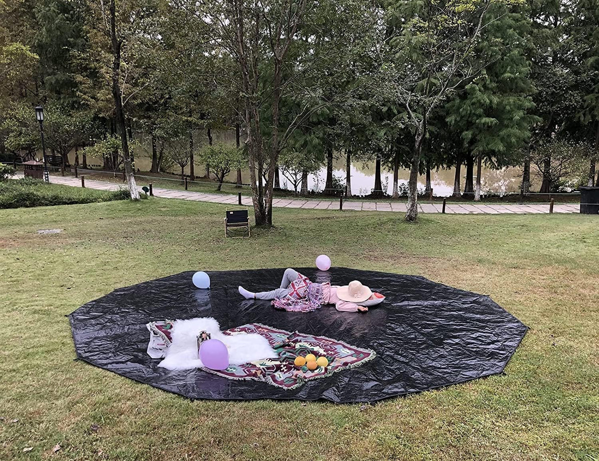 Black Waterproof Groundsheet Tarp for Camping O64698