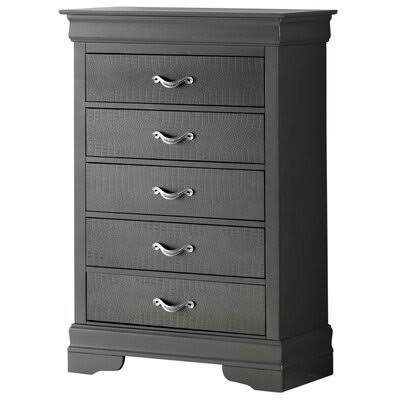 Black Metallic 5 Drawer Accent Chest V9917