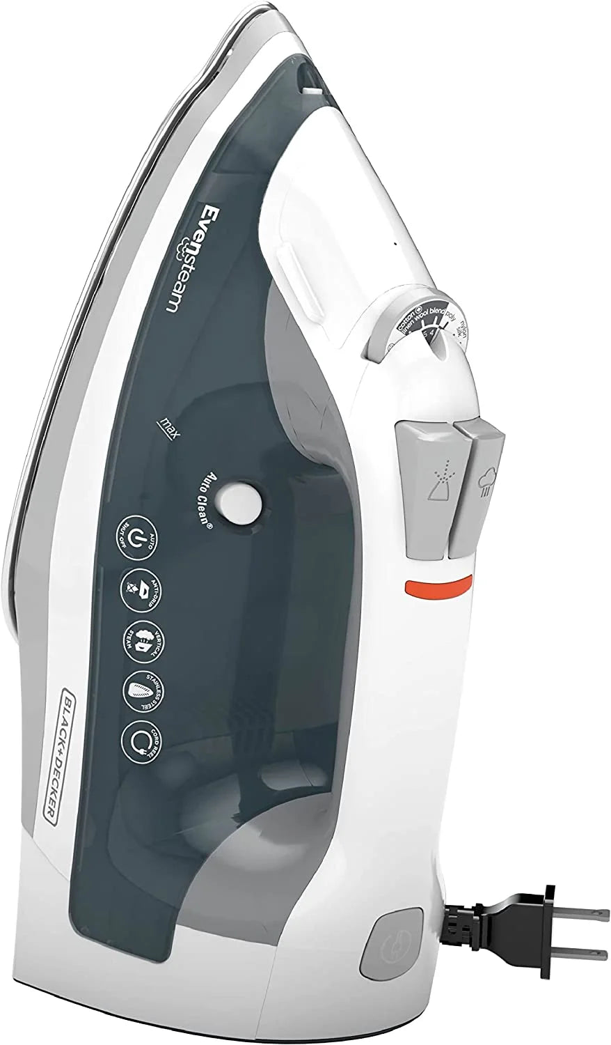 Grey Steam Iron with Stainless Steel Soleplates L47817