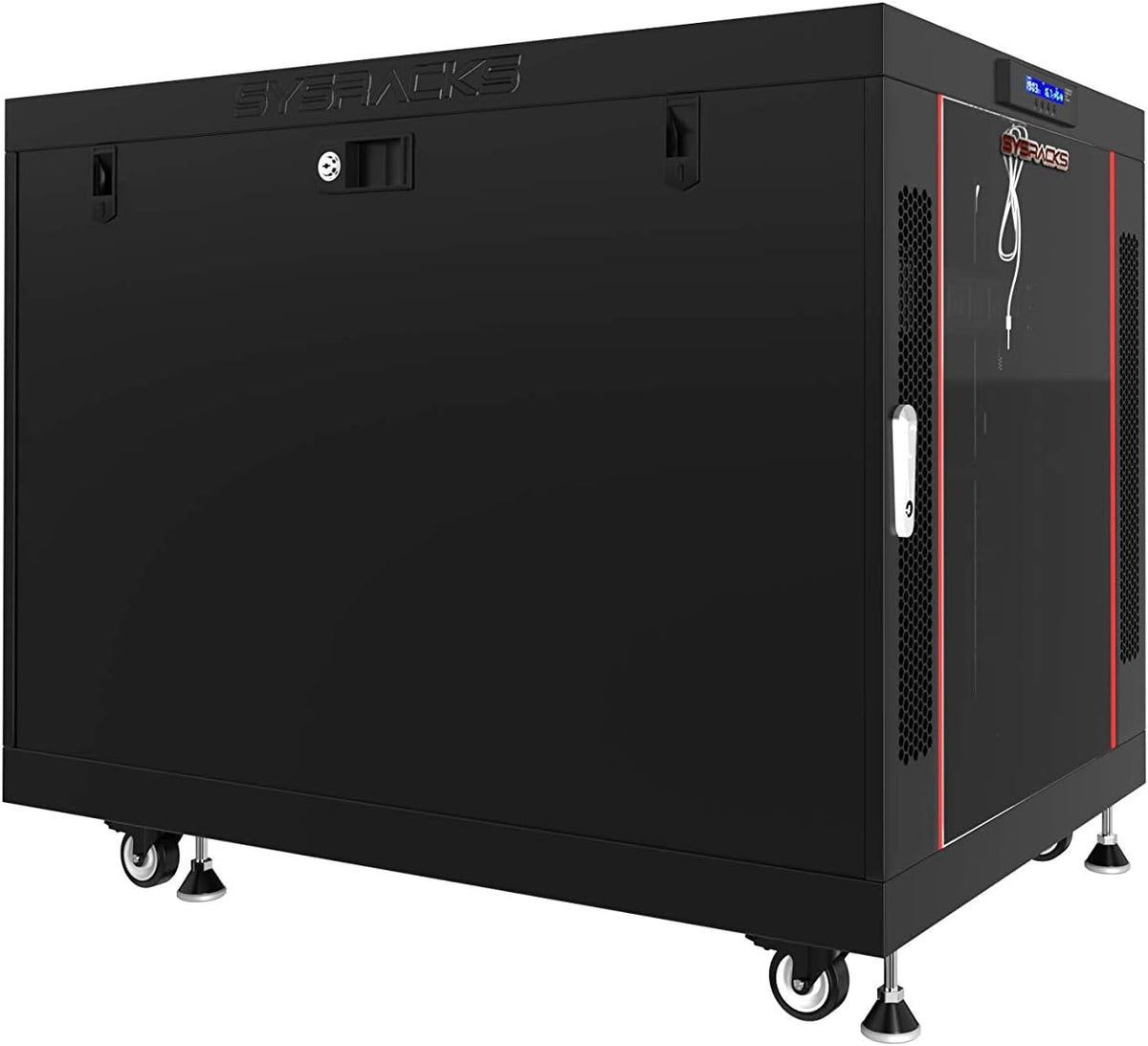 15U 35 inch Deep Server Rack Cabinet Enclosure with Cooling Fans, LCD Screen, Thermostat, PDU, Casters, Shelf W900740