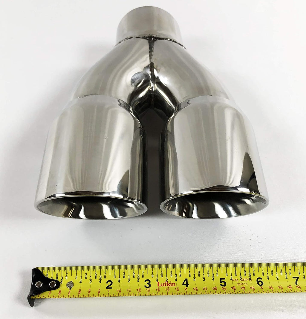 Polished Stainless Double Wall Exhaust Tip 2.50" Inlet Dual 3.00 X 9.50 Long Pack of 2 V7713