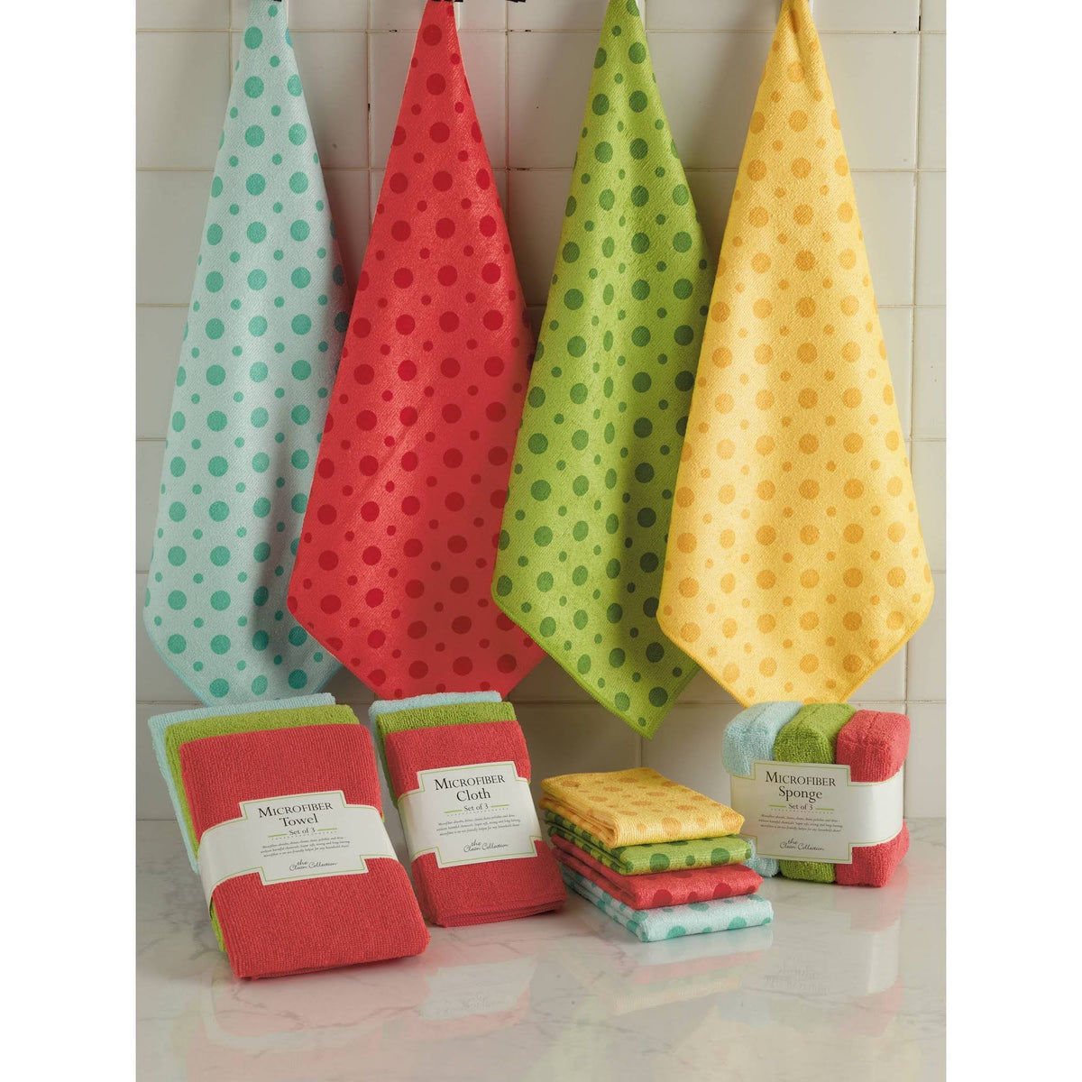 Set of 12 Red Microfiber Dishtowels Y944919