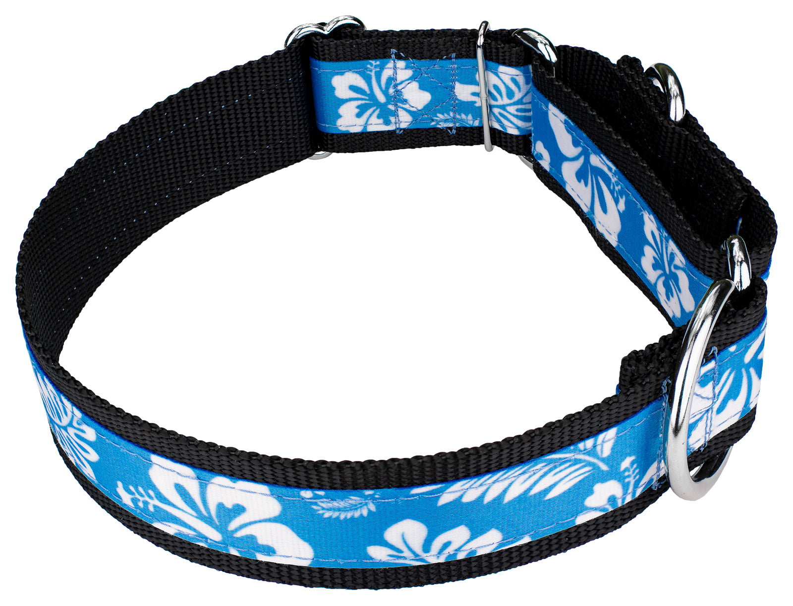 Blue Hawaiian Nylon Martingale Dog Collar, Medium J2354