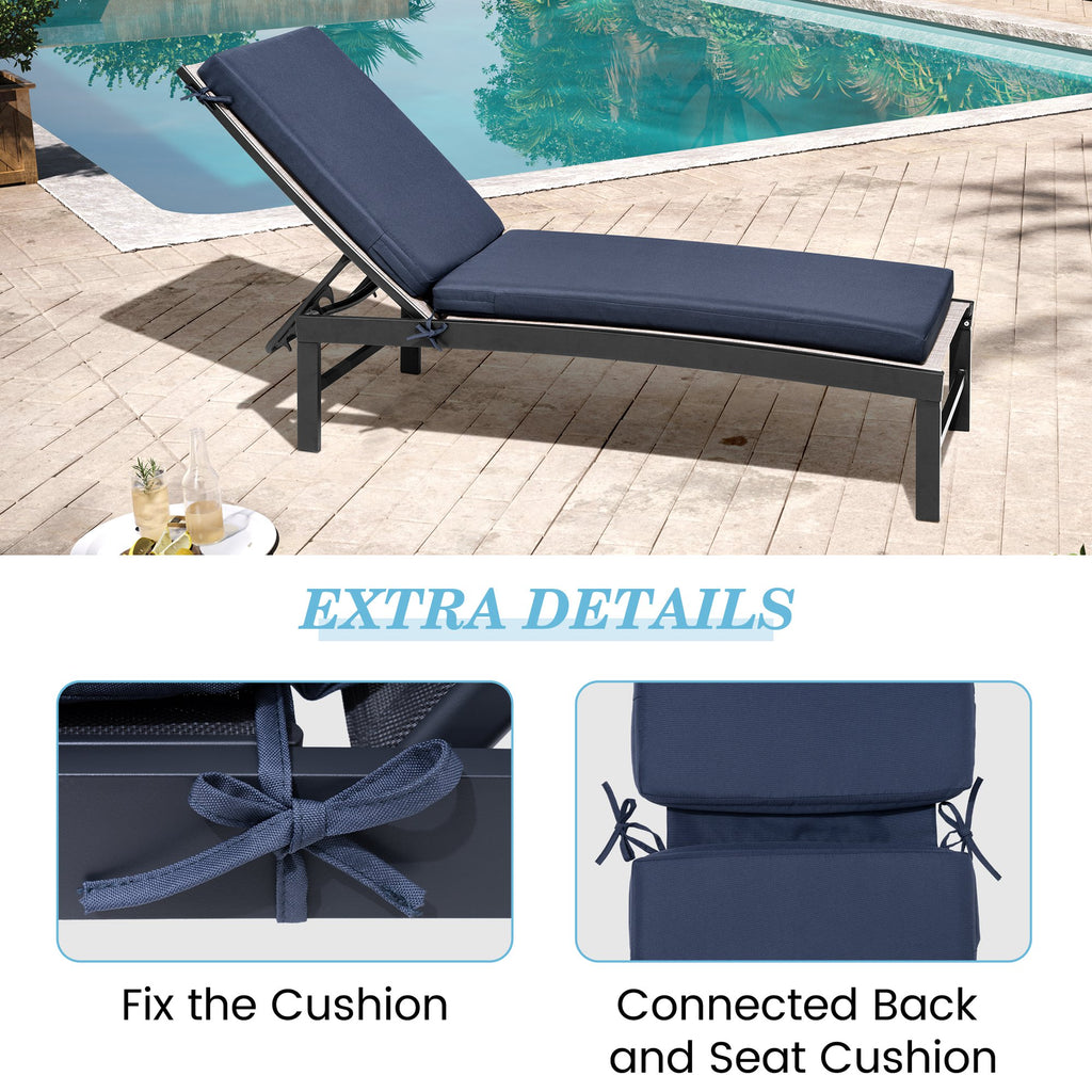 2 Pack Navy Blue Outdoor Chaise Lounge Cushion I16563