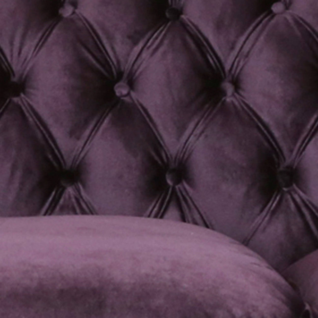 Navy Blue Tufted Microfiber Sofa with Scroll Arms A87942