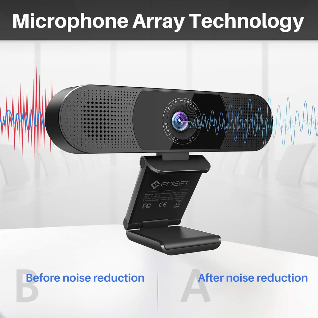 3 in 1 Webcam with Microphone, 2 Speakers, 4 Built-in Omnidirectional Microphone Arrays, 1080P N869495