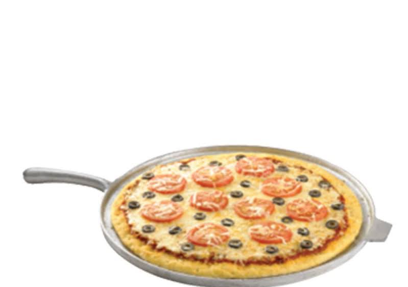 Black 16x22 Sand Cast Aluminum Pizza Tray with Handle K889