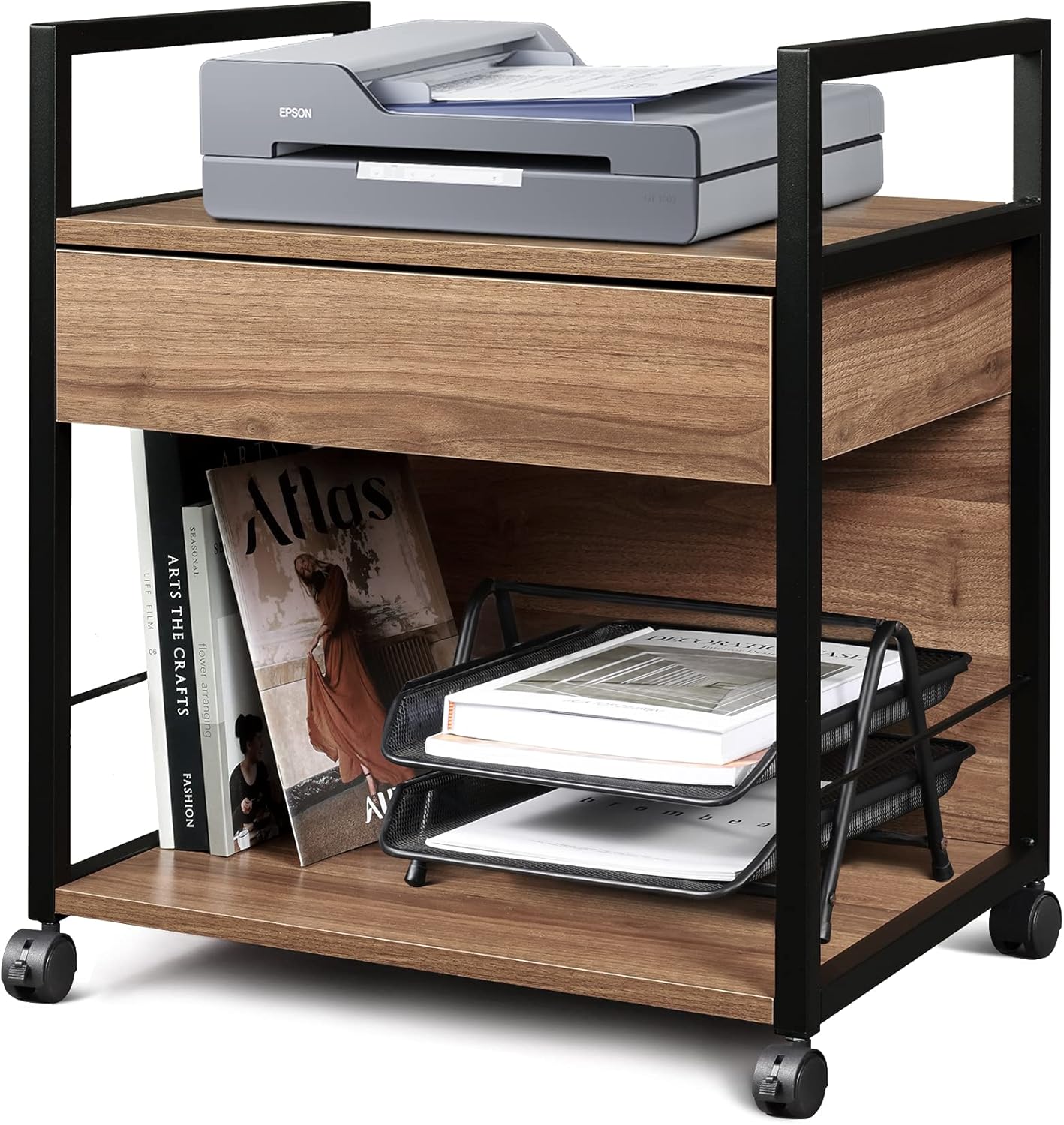 Mobile Printer Stand with Storage Drawer File Cabinet Printer Cart M296868