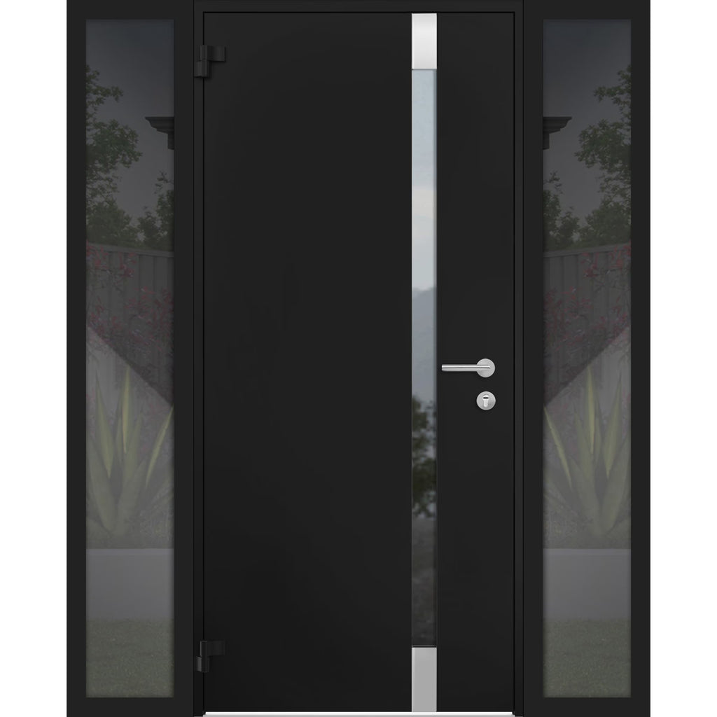 Black Steel Prehung Door with 2 Side Windows, 36" x 80" Right-hand Inswing K3623