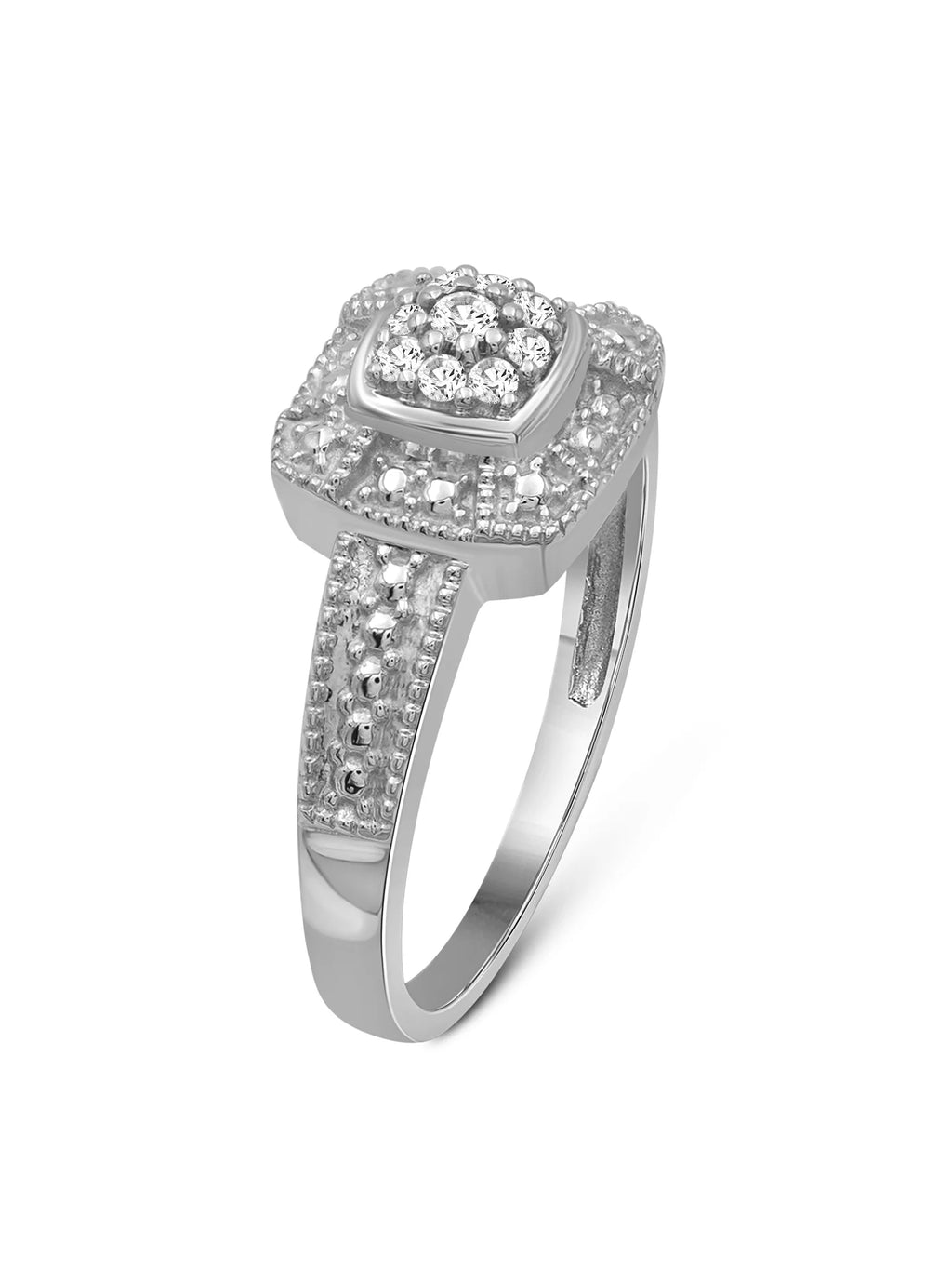 3-Piece 1/3 Carat White Diamond Sterling Silver Earrings Set, Necklace, Rings M7962