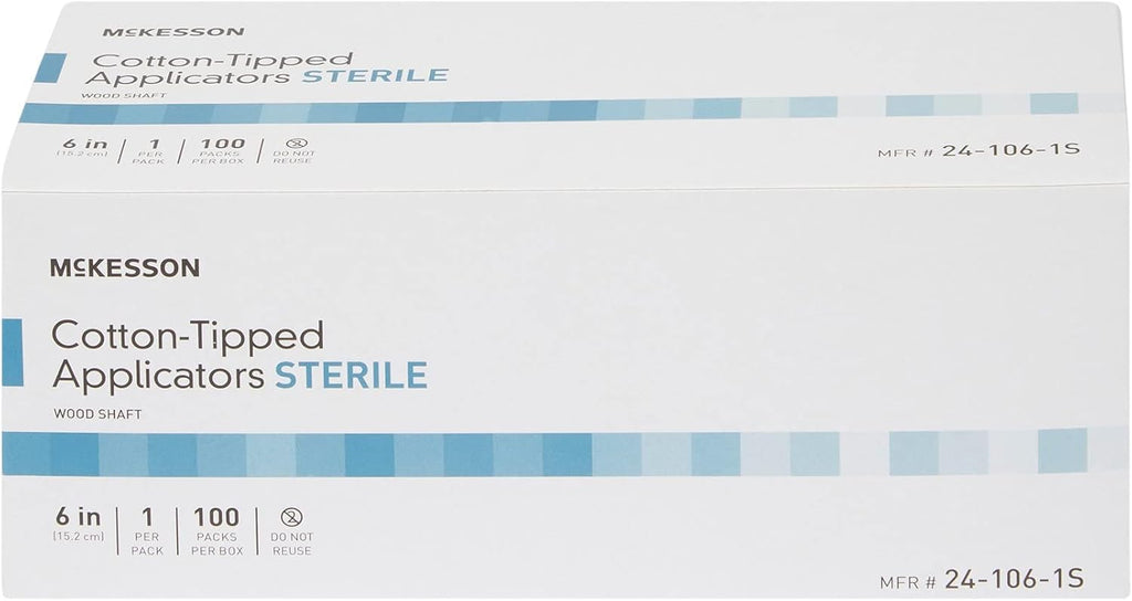 Sterile Cotton-Tipped Applicator Swabstick, Wood Shaft, 6 in, 1000 Total F391696