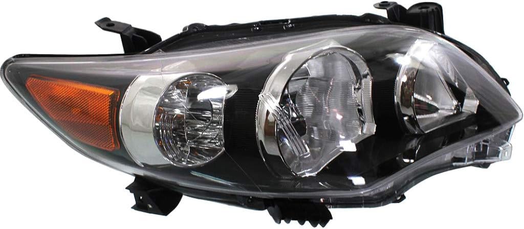 Passenger Side Headlight Assembly Black U9871