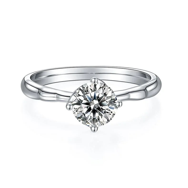 18K White Gold Plated Moissanite Solitaire Engagement Ring M693