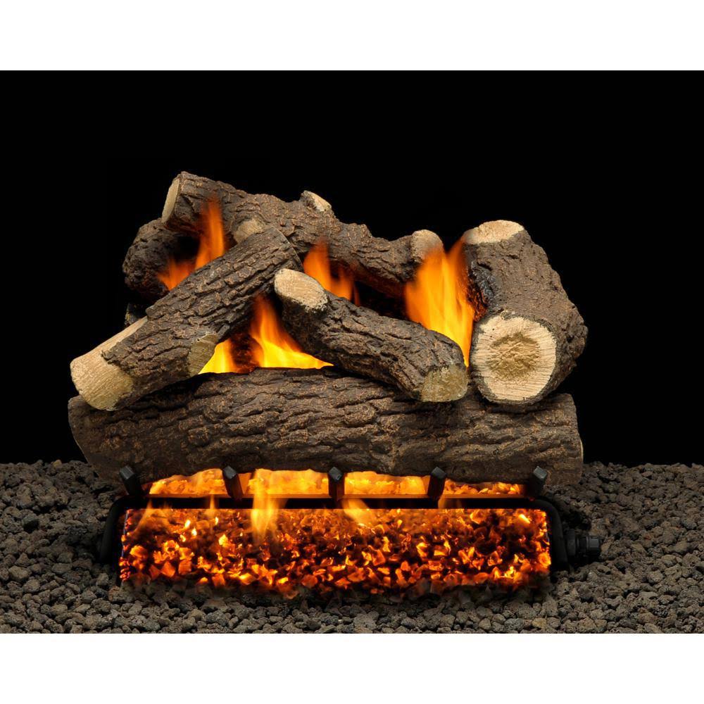 24 in. Vented Natural Gas Fireplace Logs with Manual Safety Pilot Kit H461