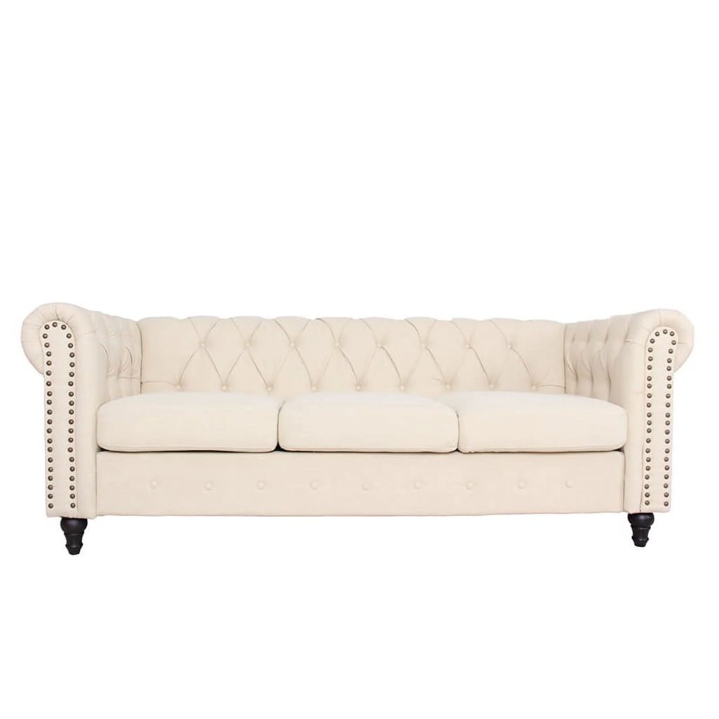 3 Piece Microfiber Sofa and 2-Loveseat Set in Cream P77166