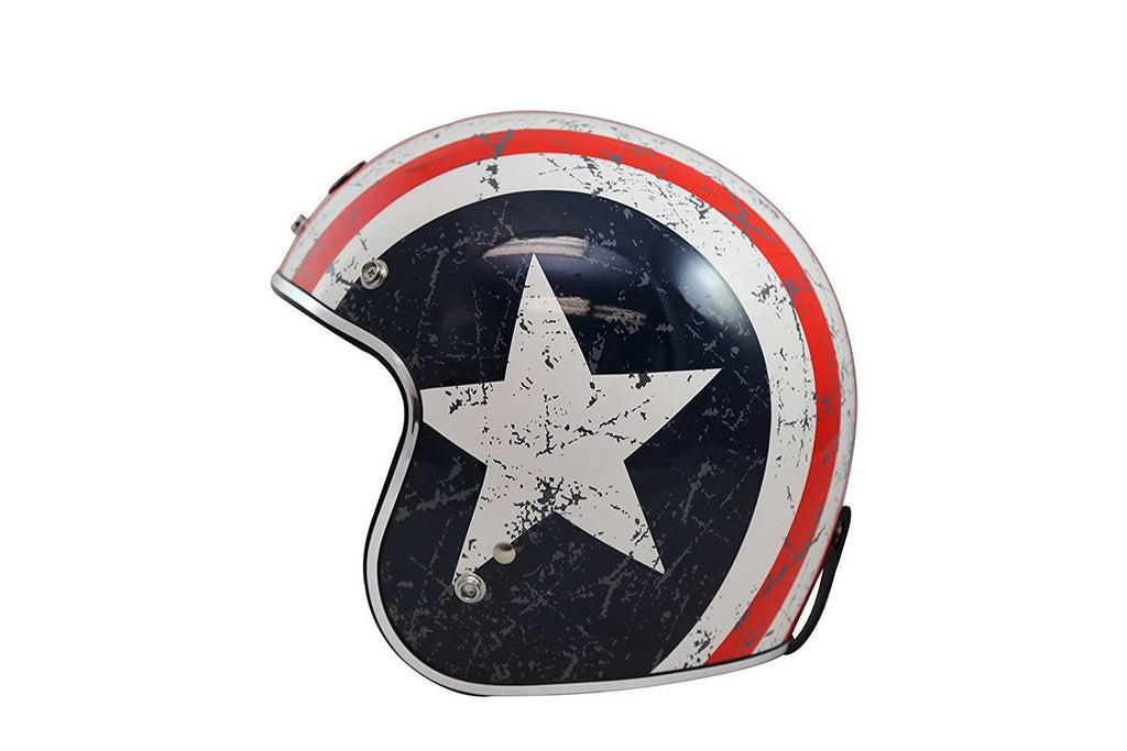 3/4 Helmet with Rebel Star Graphic (White, Medium) E5104