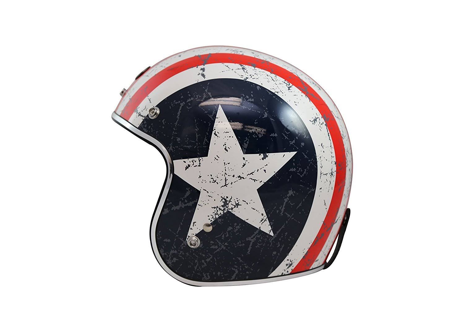 3/4 Helmet with Rebel Star Graphic (White, Medium) E5104