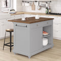 Gray Kitchen Island with 2 Stools and Drawers K844