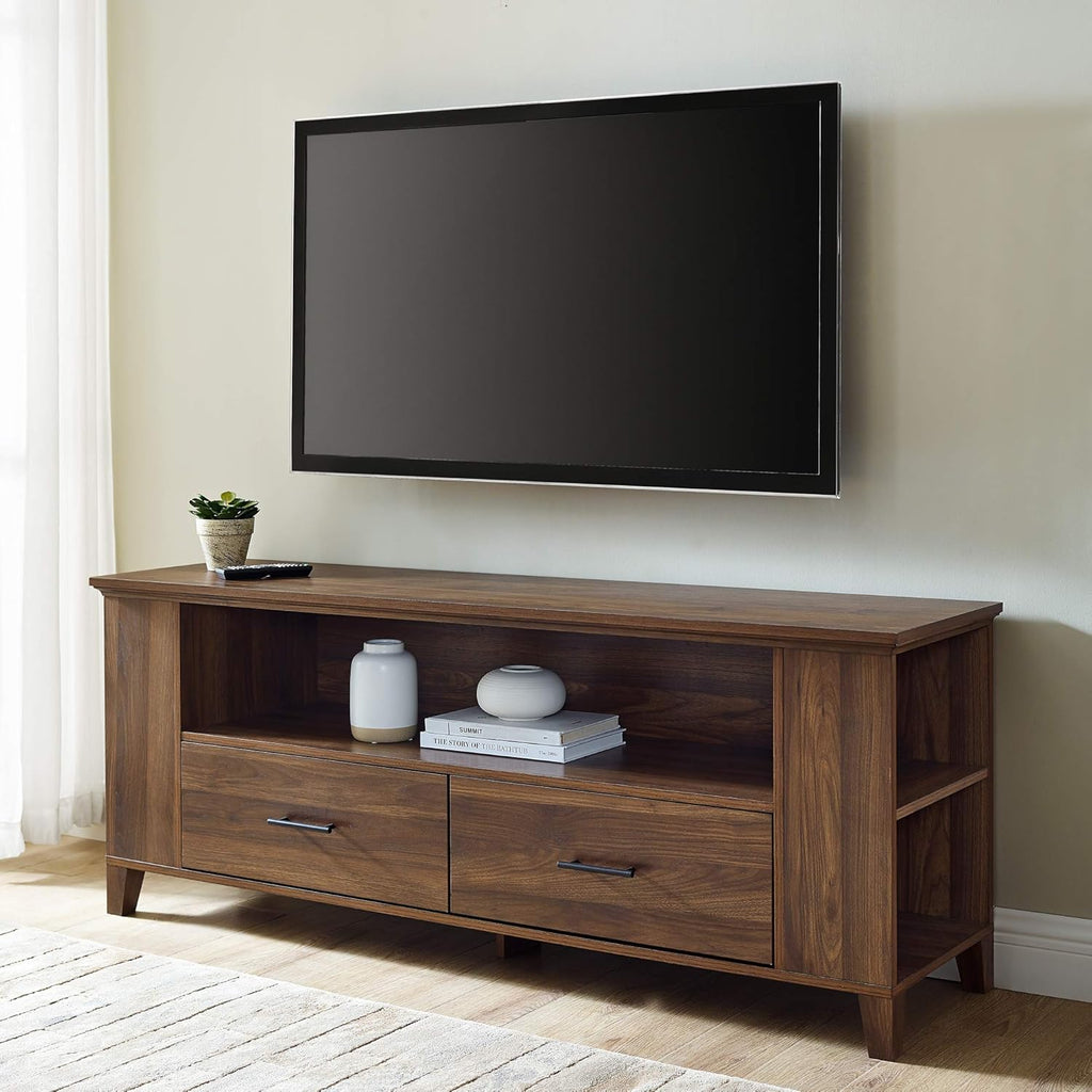 60 Inch Black TV Stand with Cabinet Doors and Side Storage J1728