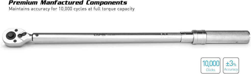 30-250 Foot Pound Industrial Torque Wrench, 1/2" Drive, Matte Chrome G103
