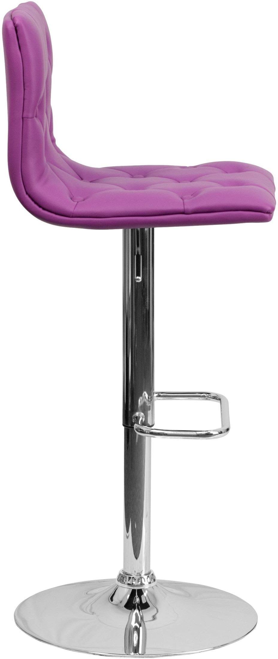 Purple Vinyl Adjustable Height Barstool with Chrome Base F31669
