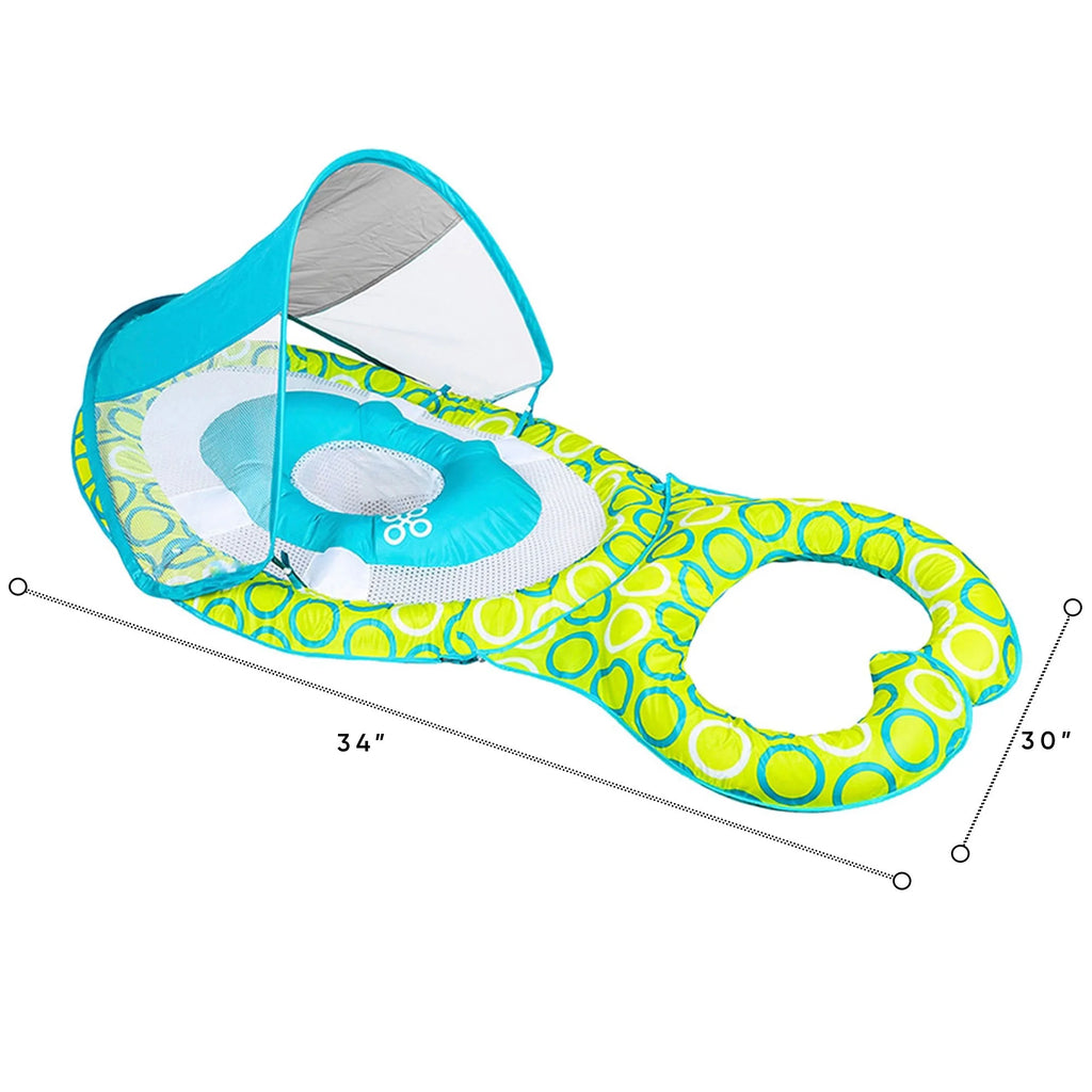 Green/Blue Inflatable Baby Spring Float with Removable UPF 50 Sun Canopy D2449