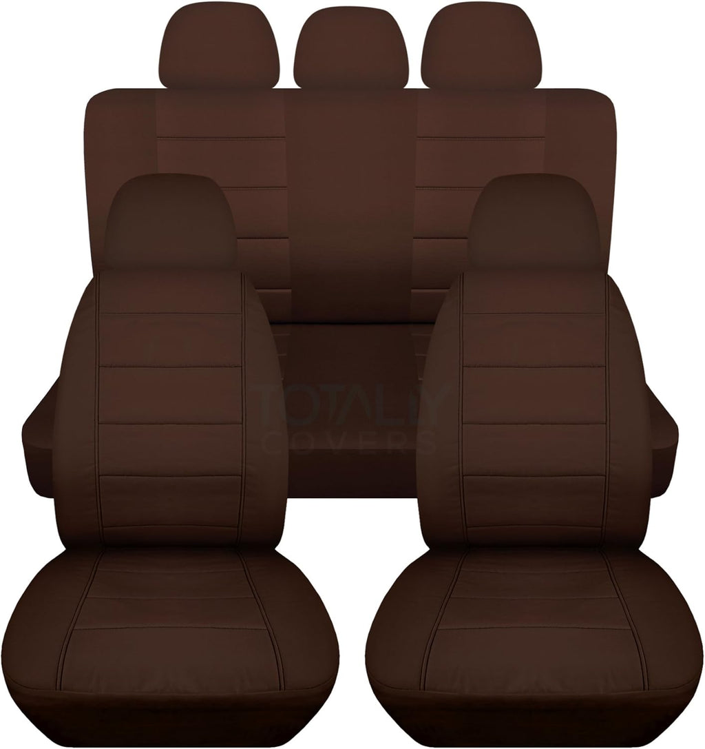 Charcoal Solid Car Seat Covers Full Set with 5 Headrest Covers Z64967