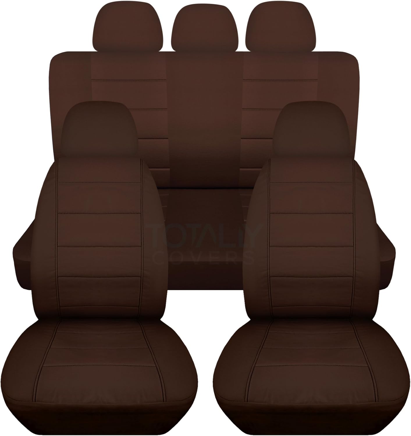 Charcoal Solid Car Seat Covers Full Set with 5 Headrest Covers Z64967