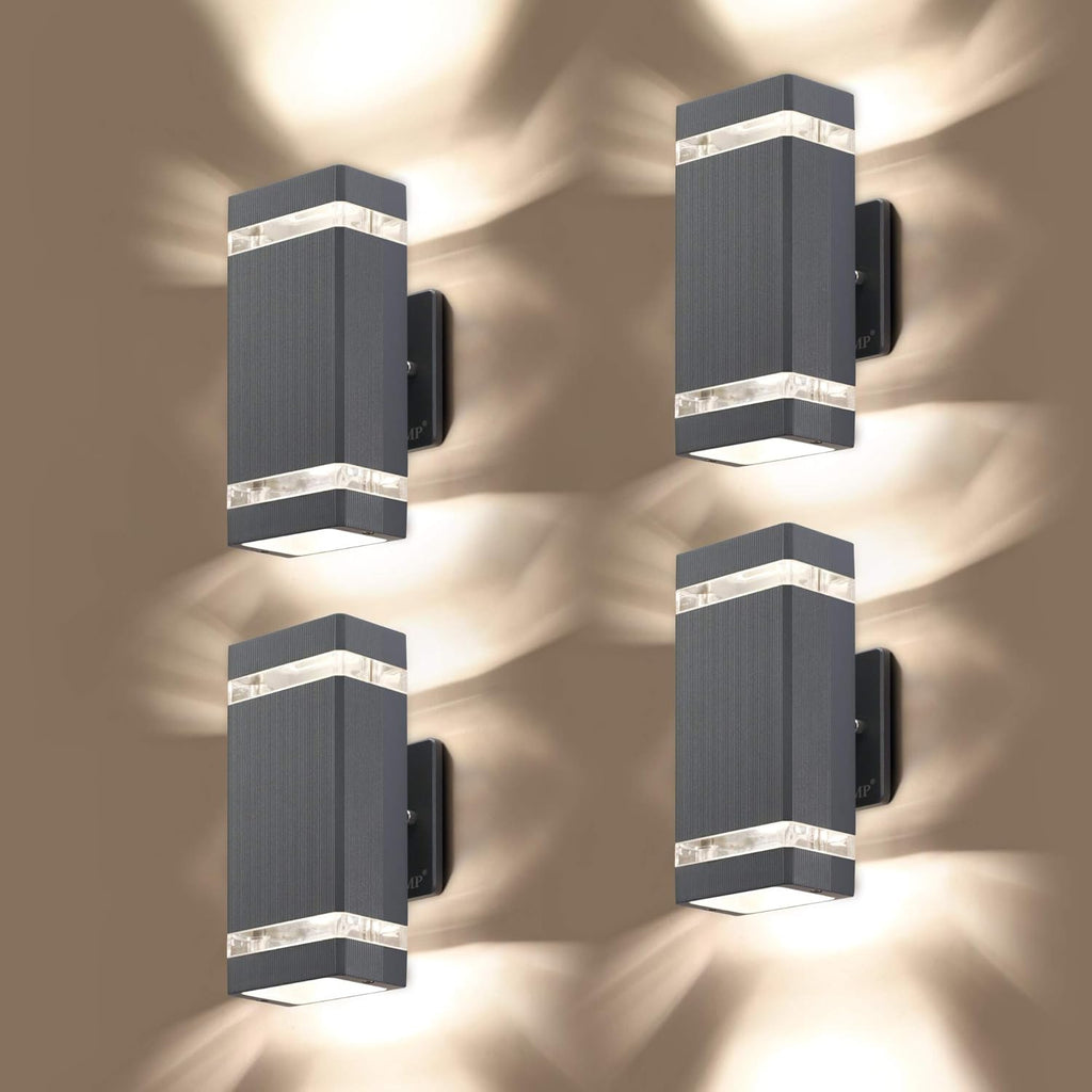 2 Pack LED Square Up and Down Outdoor Wall Light, Aluminum Waterproof, 3000k 5W W18003