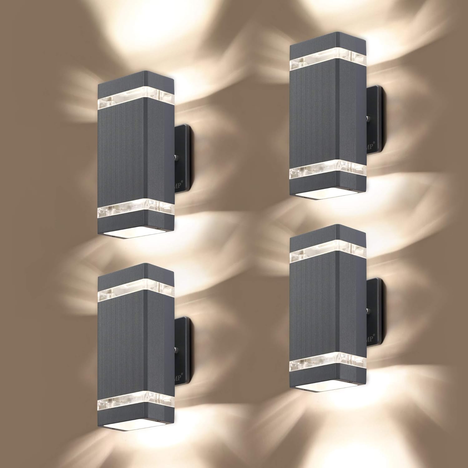 2 Pack LED Square Up and Down Outdoor Wall Light, Aluminum Waterproof, 3000k 5W W18003