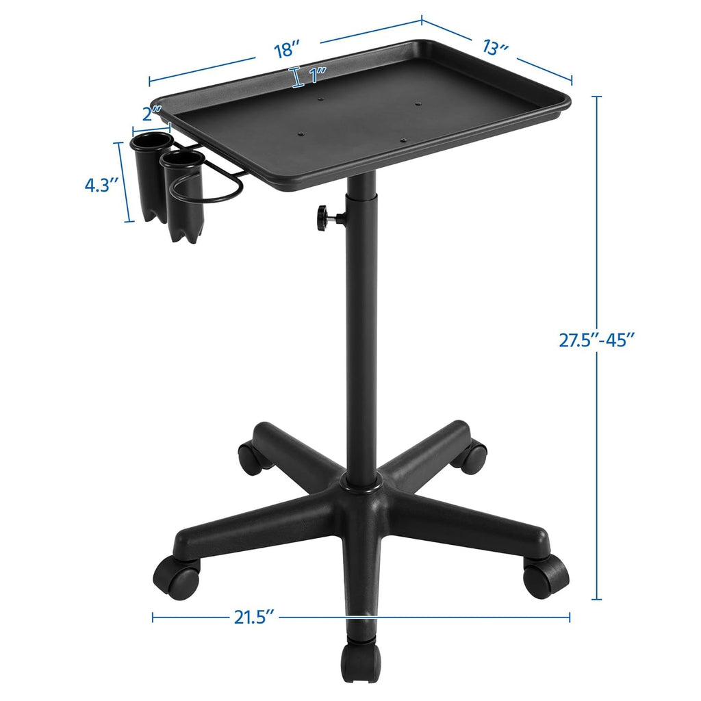 Black Rolling Aluminum Utility Cart with 5 Casters U53492