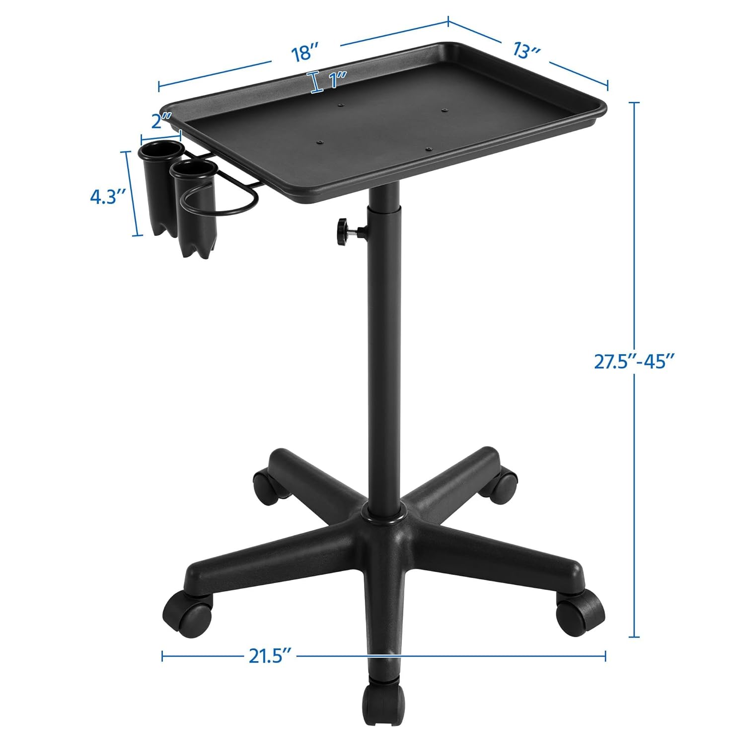 Black Rolling Aluminum Utility Cart with 5 Casters U53492