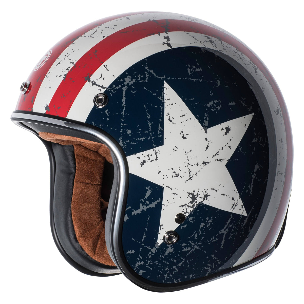 3/4 Helmet with Rebel Star Graphic (White, Medium) E5104