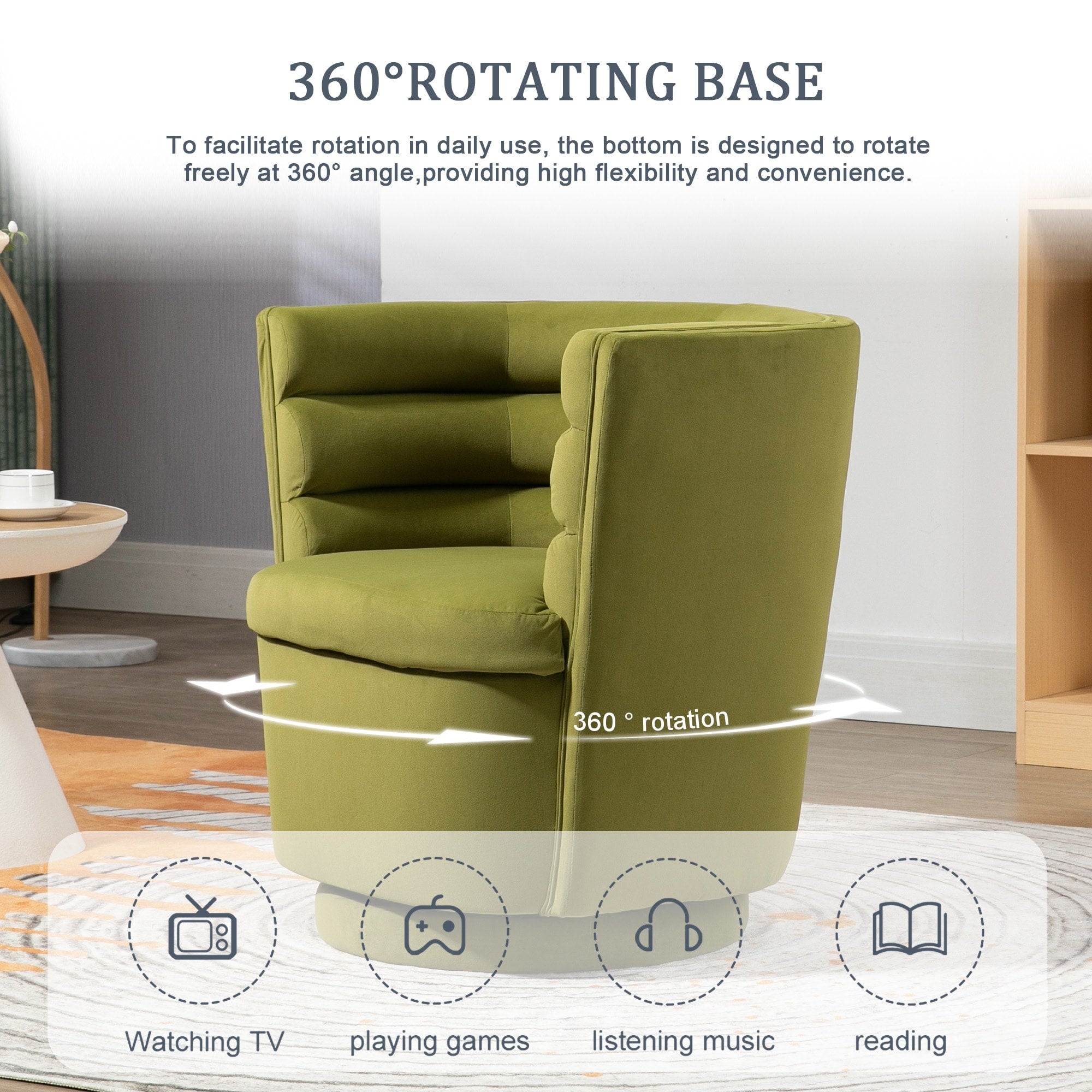 Olive Green Velvet Barrel Armchair with Storage C362781
