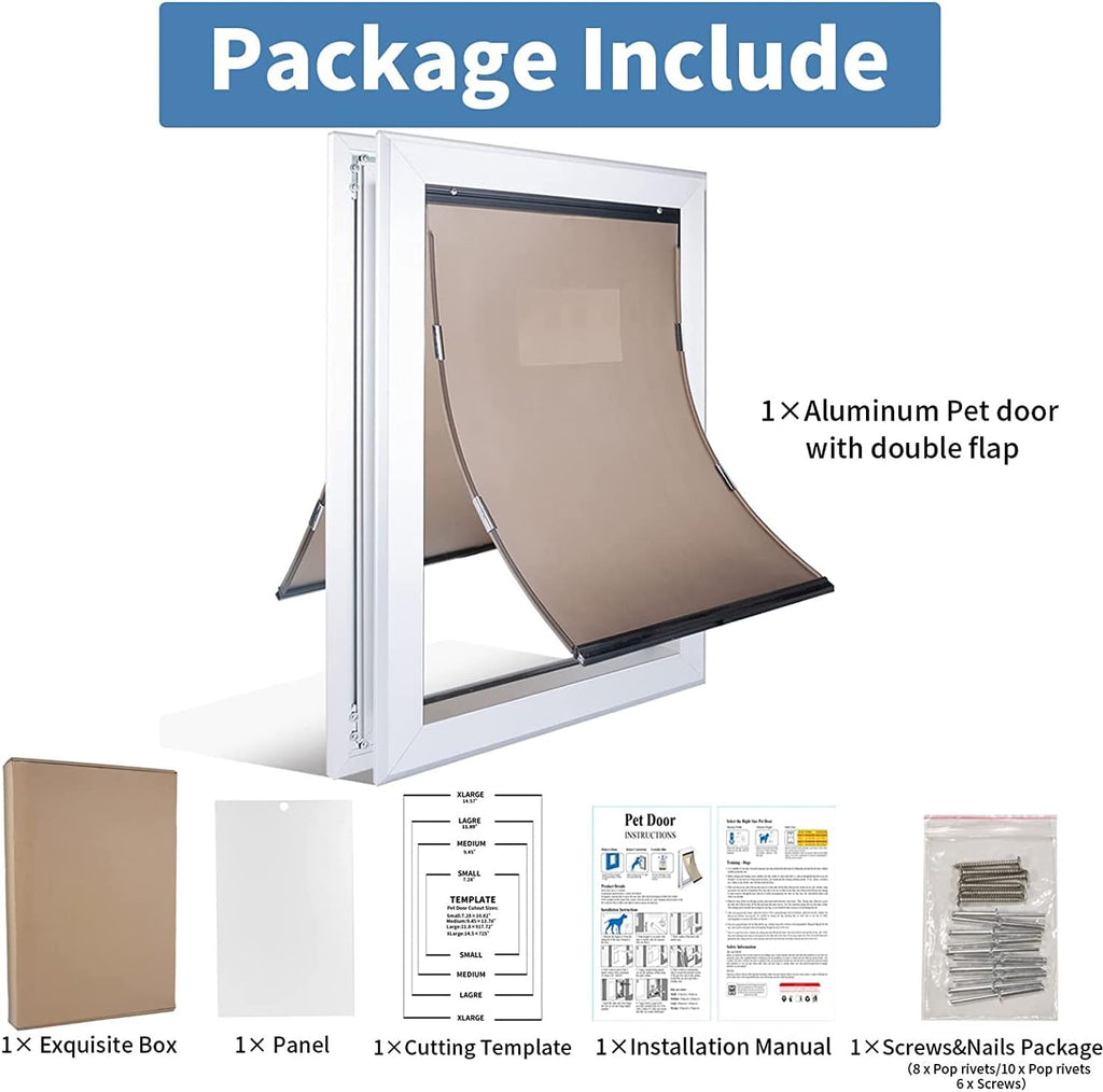 Extra Large Dog Door with Aluminum Frame and Magnetic Double Flaps C478520